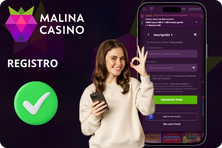 Registro en la aplicación Malina Casino