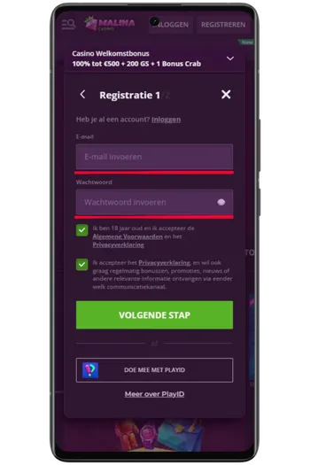 Gegevensinvoer voor registratie